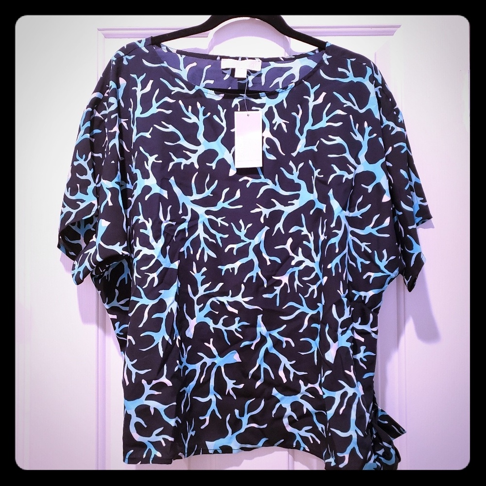 NWT MICHAELMichael Kors Short Sleeve Blouse Size L